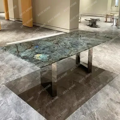 

Обеденный стол HMarble для виллы, большой круглый обеденный стол, прямоугольный, круглый, с вращающимся механизмом.