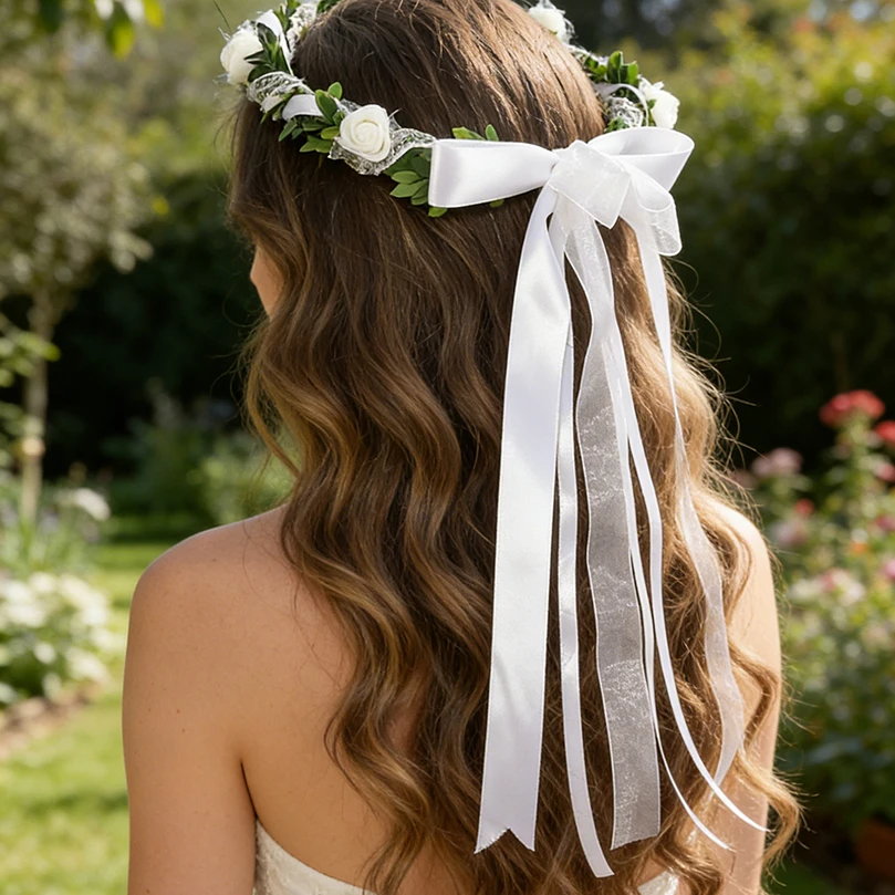 AWAYTR Girl Flower Wreath Hairband Bridal Garland Vintage Bohemian Vacation Simulation Flower Wreaths Headdress Wedding