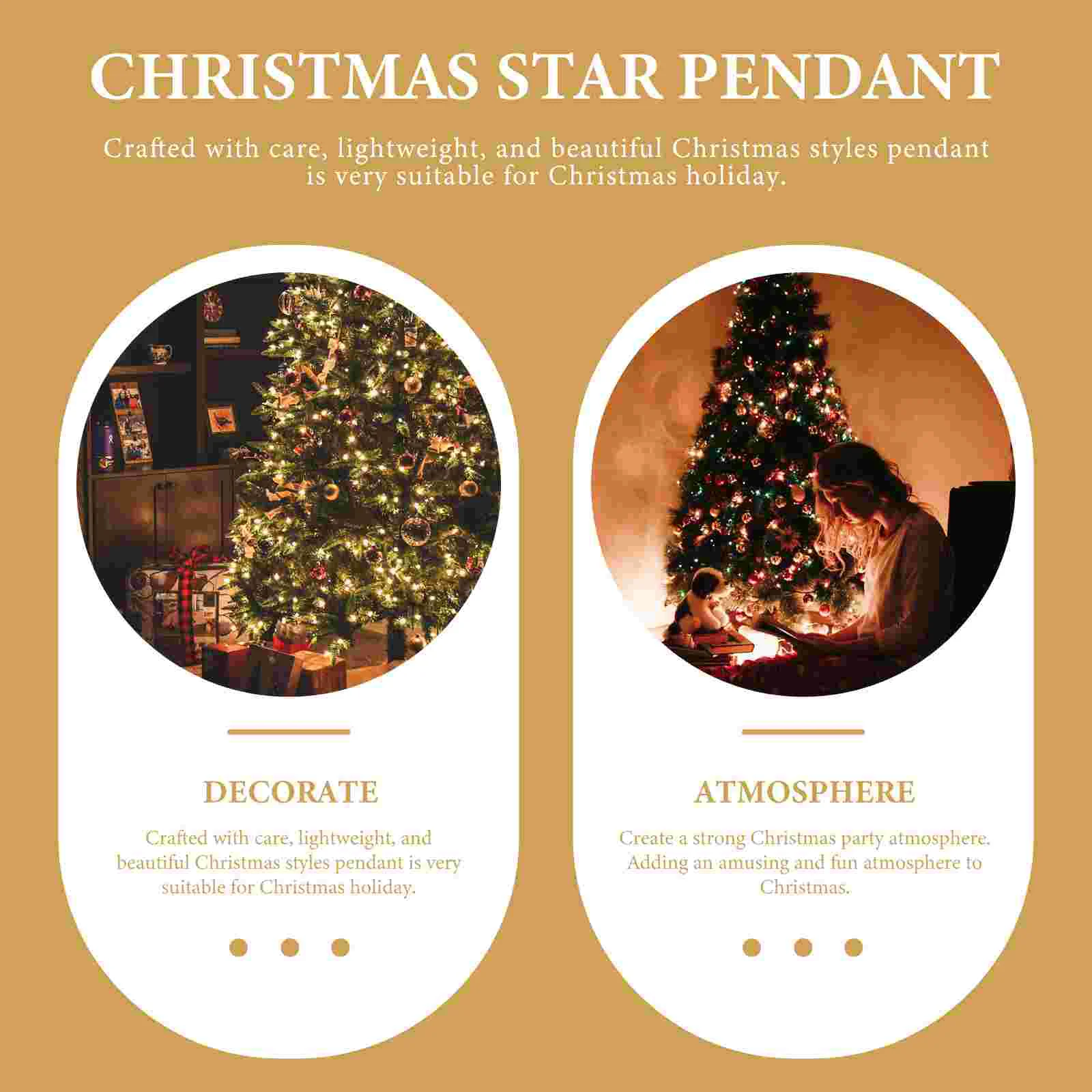 6 Pcs Christmas Star Pendant Ornament Tree Decorations Flash Home Plastic Xmas Eight-pointed