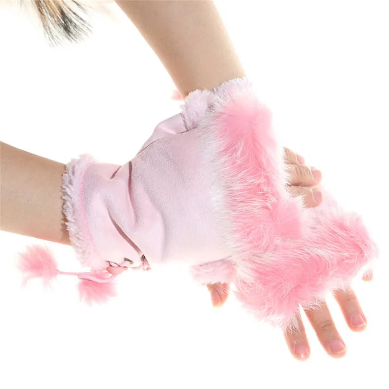 1 Pair Cute Women Skiing Gloves Stylish Half Finger Warmer Winter Autumn Fashion Female Gloves Crochet Mitten Warm Gloves