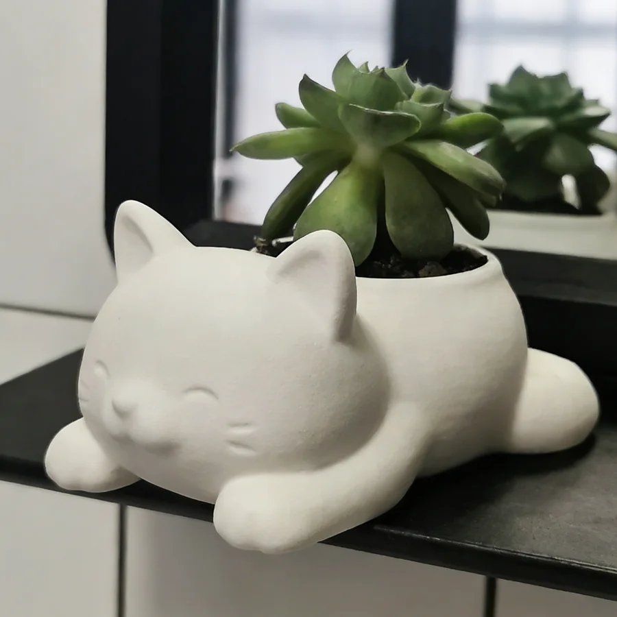 1pc Cartoon Lying Cat Flower Pot, Home Living Room Tabletop Entryway Decoration, Creative Family Garden Planter for Succulents