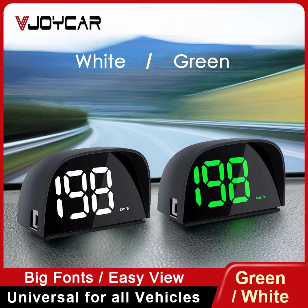 

Новый цифровой спидометр Vjoycar с GPS HUD, белый/зеленый дисплей, подключи и работай, большой шрифт, автомобильные электронные аксессуары для всех автомобилей