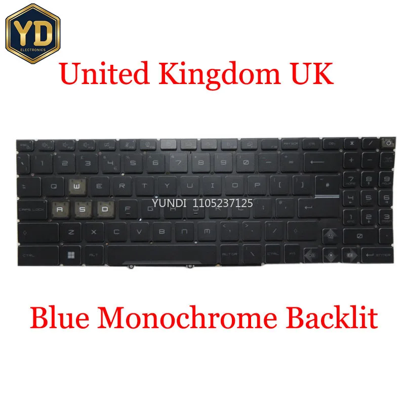 YD Blue Backlit UK US FR JP TR AR BE KR Keyboard For MSI Cyborg 15 AI A1V A1VFK A1VEK English United Kingdom French Black No Fra