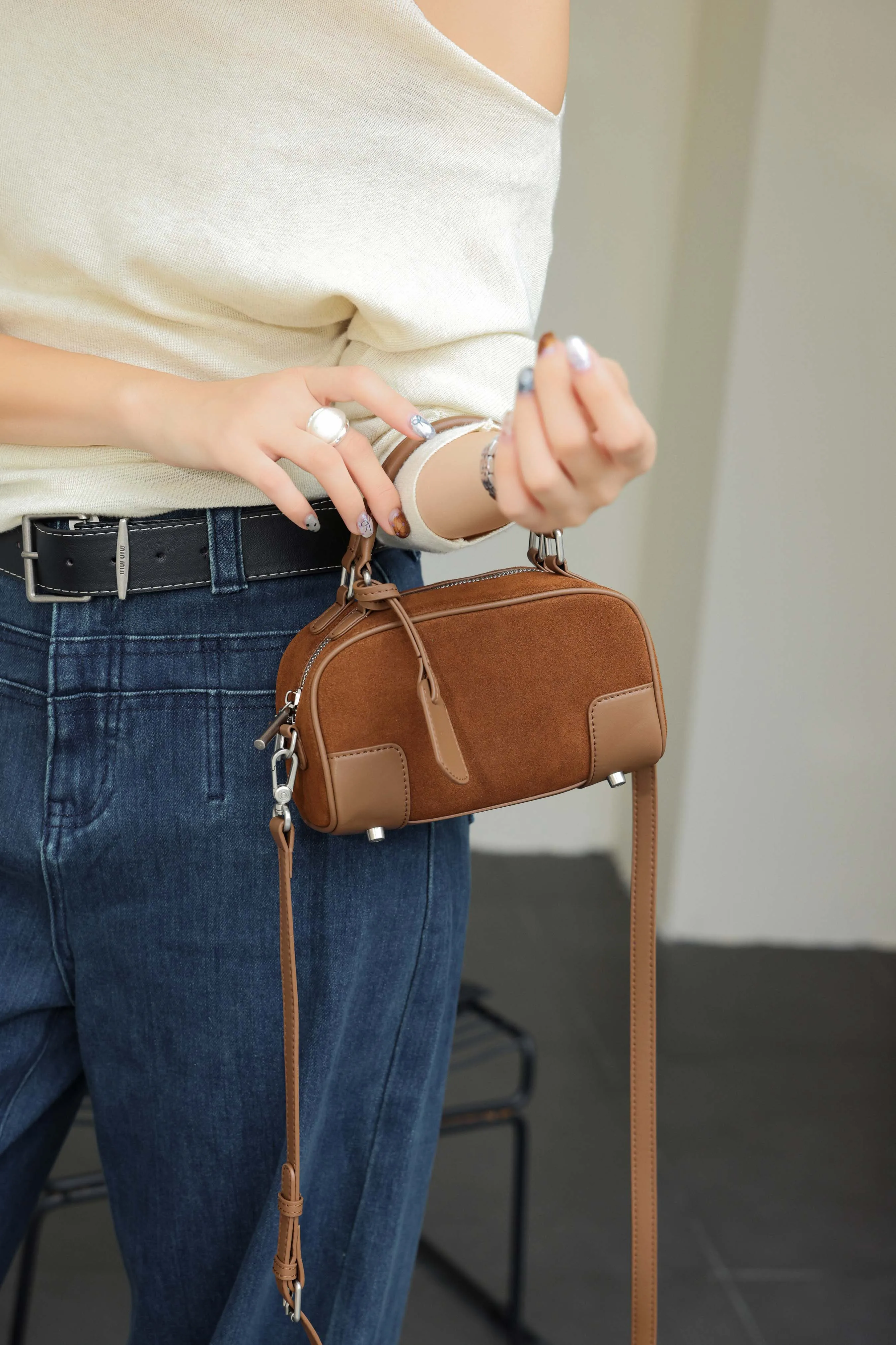 Exclusive Genuine Leather Women's Bag, 2026 New Elegant Stylish Suede Boston Handbag Mini Purse
