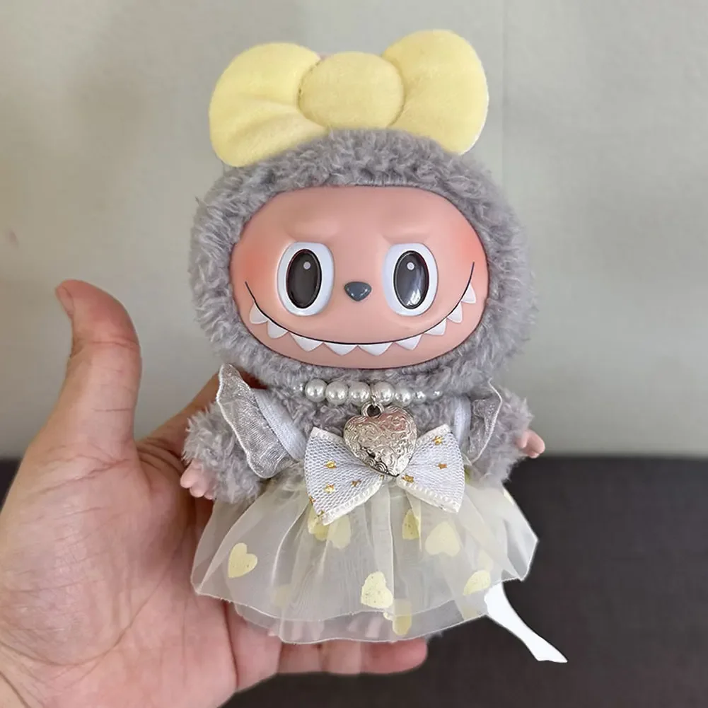 Doll Clothes Accessories for 17cm Labubu Doll Cute Yarn Skirt/Necklace /Hair Ornaments Kits Doll Dress Up 3pcs/set