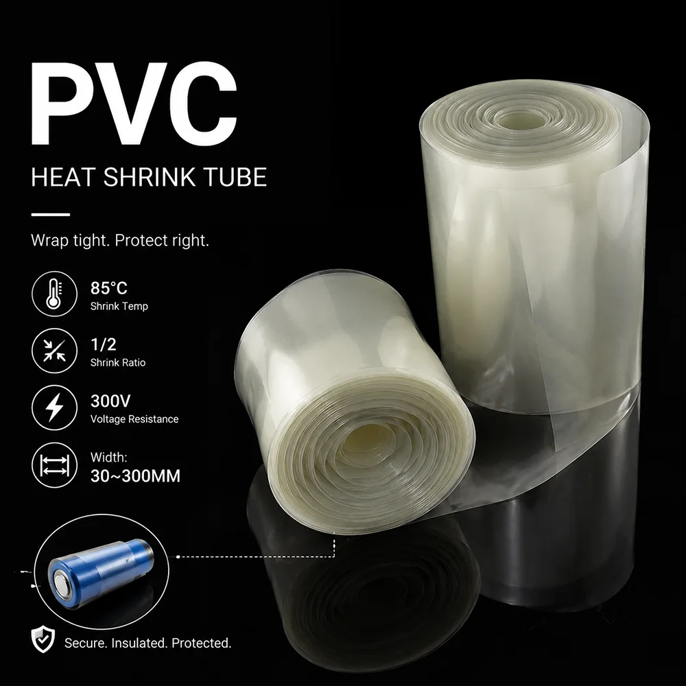 1/2/3/5/10M Transparent PVC Heat Shrink Tube Width 30~300mm Waterproof insulated wire joint protective sleeve