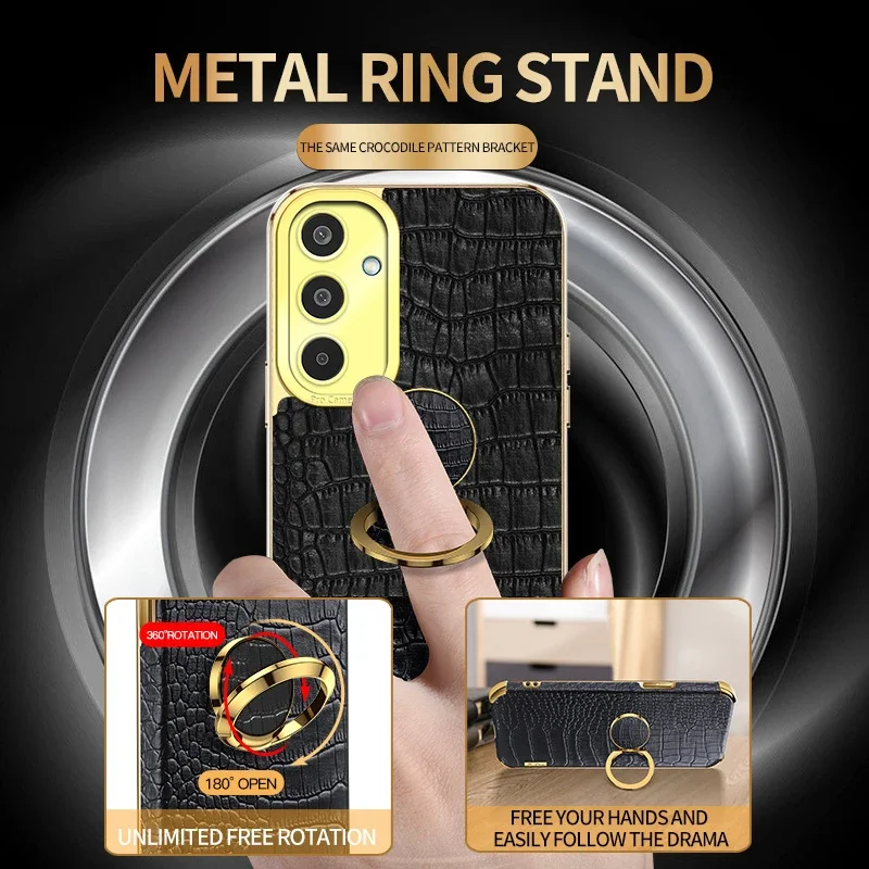 Capa de telefone de couro PU com textura de crocodilo para Samsung Galaxy M33 M32 M23 M34 M35 5G Suporte magnético Kickstand Capa de silicone