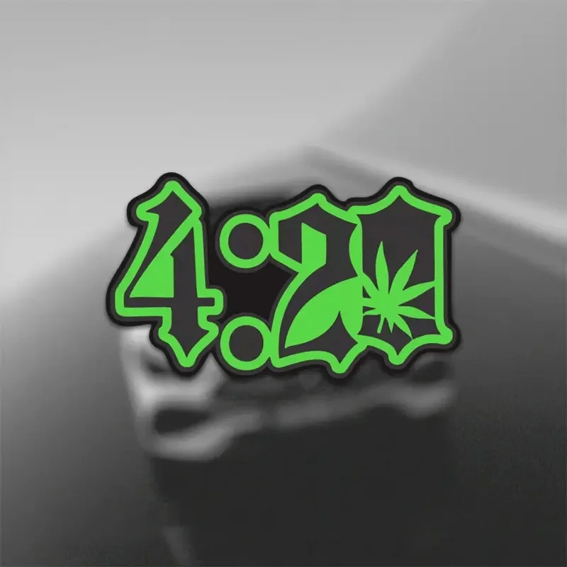 

420 Leaf Humor Vinyl Sticker - Durable, Matte Effect, Suitable for Car Bumpers and Windows, Cartoon Theme, Easy to Stick