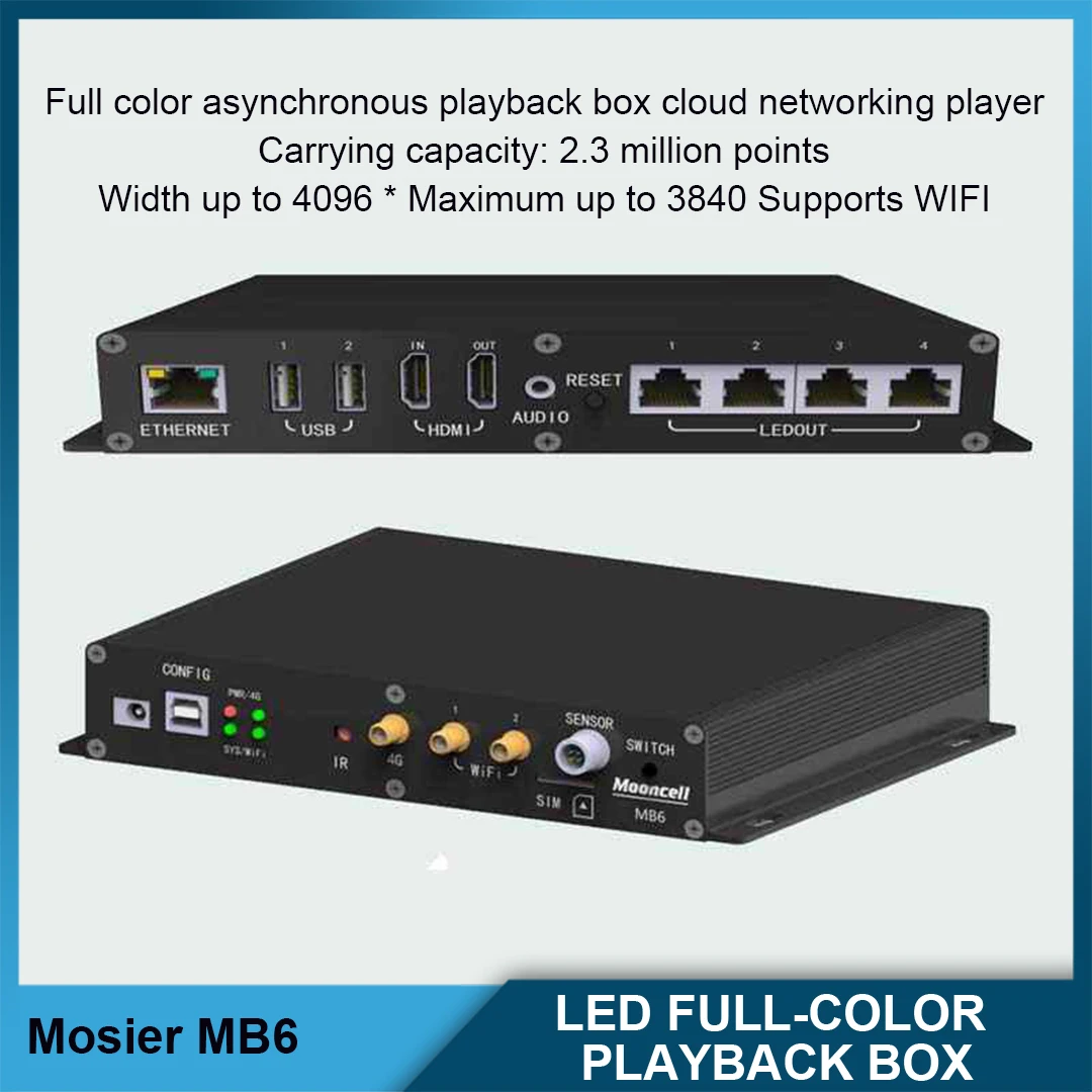 MB4 MB6 Full-color Networked Playback Box LED Screen Control System Asynchronously Supports WIFI And Usb Flash Drive