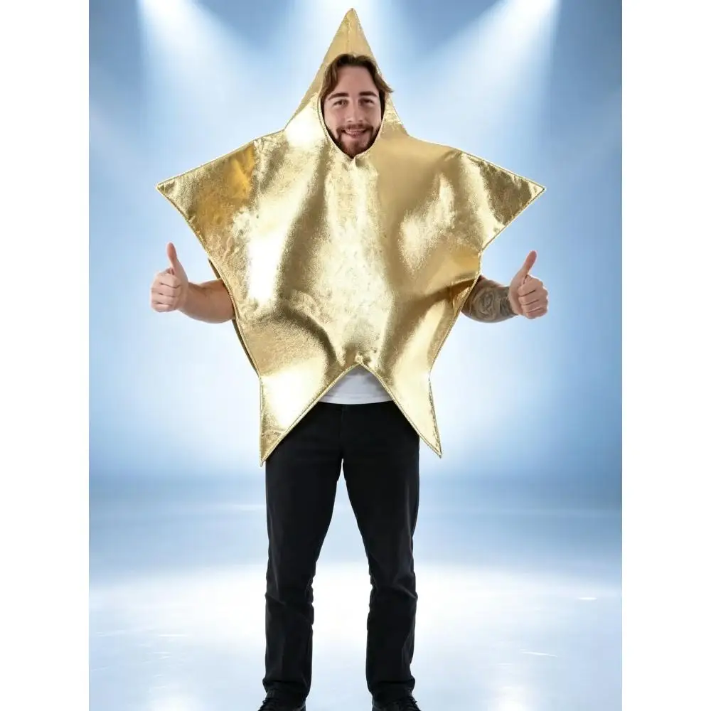 Conjunto de Estrella de Cinco Puntas Dorada, Disfraz Europeo Americano para Navidad, Cosplay, Halloween, Fiesta de Estrellas, Actuación