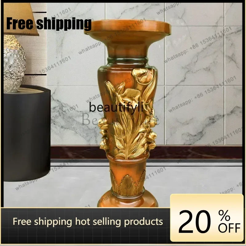 Factory Direct Living room floor-to-ceiling flower stand ornament Roman column decoration European bonsai shelf green dill flowe