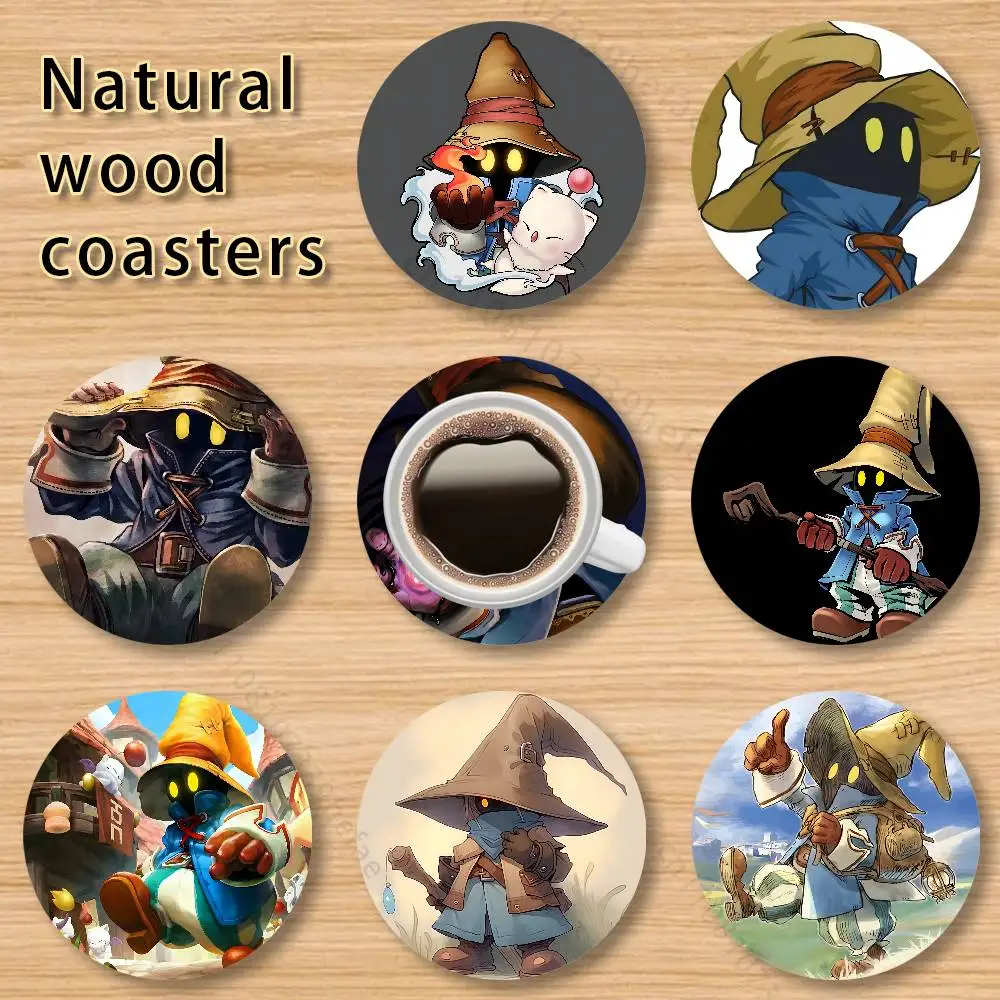 

M-Moogle Final Fantasy V-Vivi wooden anti-slip coasters, suitable for home office and living room decoration