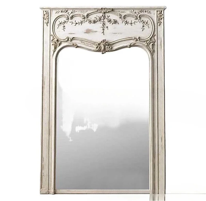 

Solid wood carving flower full-length mirror custom furniture clothing store fitting mirror cloakroom floor-to-ceiling