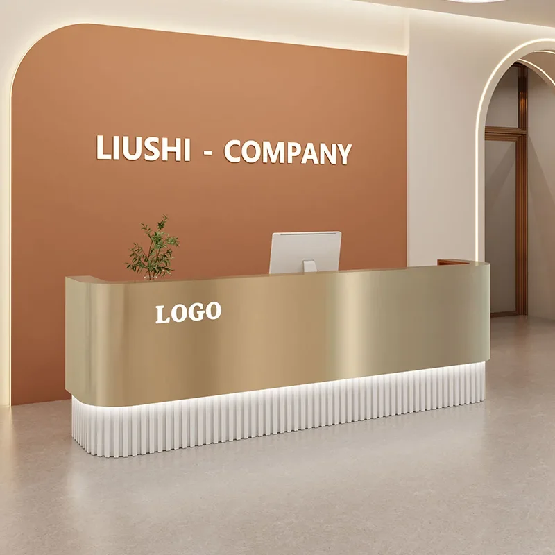 Hotel Lobby Reception Desk Storage European Retail Checkout Reception Counter Salon Modern Empfangstheke Office Furniture