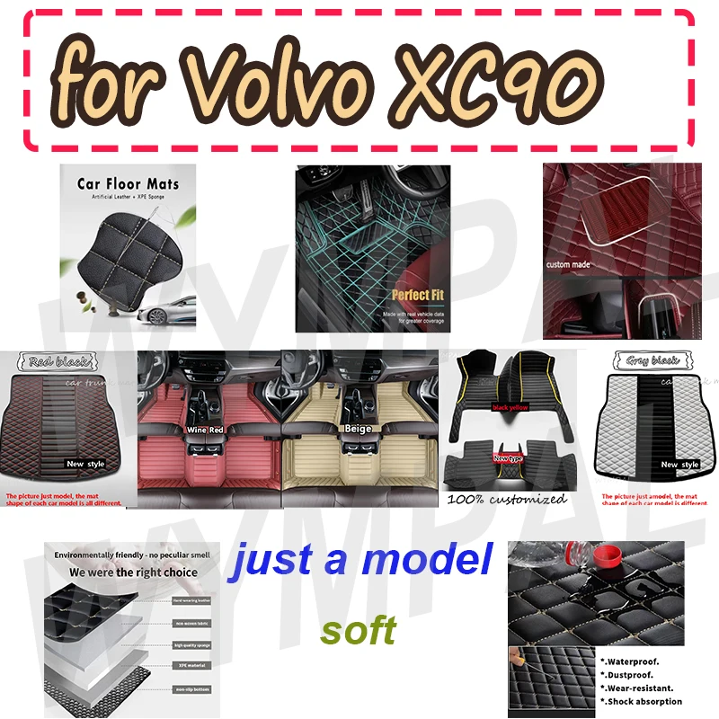 

LUXURY Car Mats For Volvo XC90 MK1 5 Seat 2002~2014 Leather Floor Mat Car Floor Mats