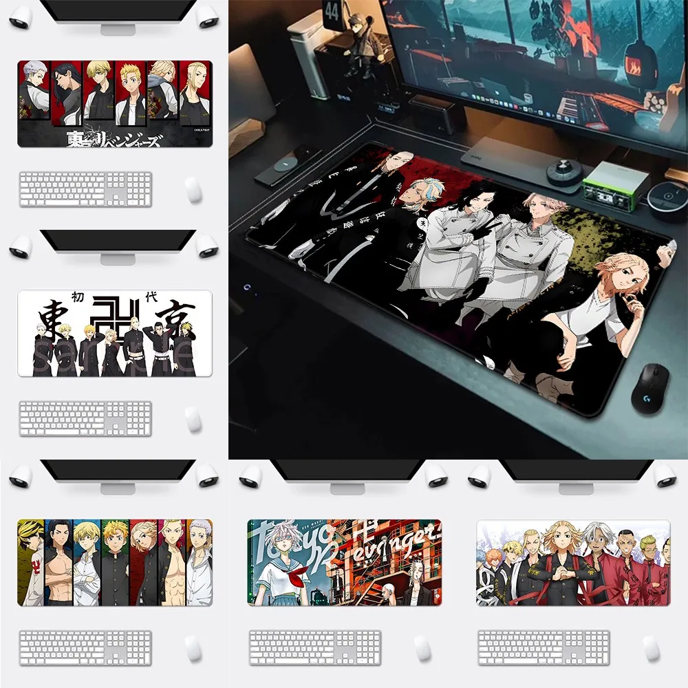 Anime Boys Group In Black Uniform Pattern Game Mousepad Large Pads Rubber Mouse Mat MousePad Desk Gaming Mousepad Cup Mat