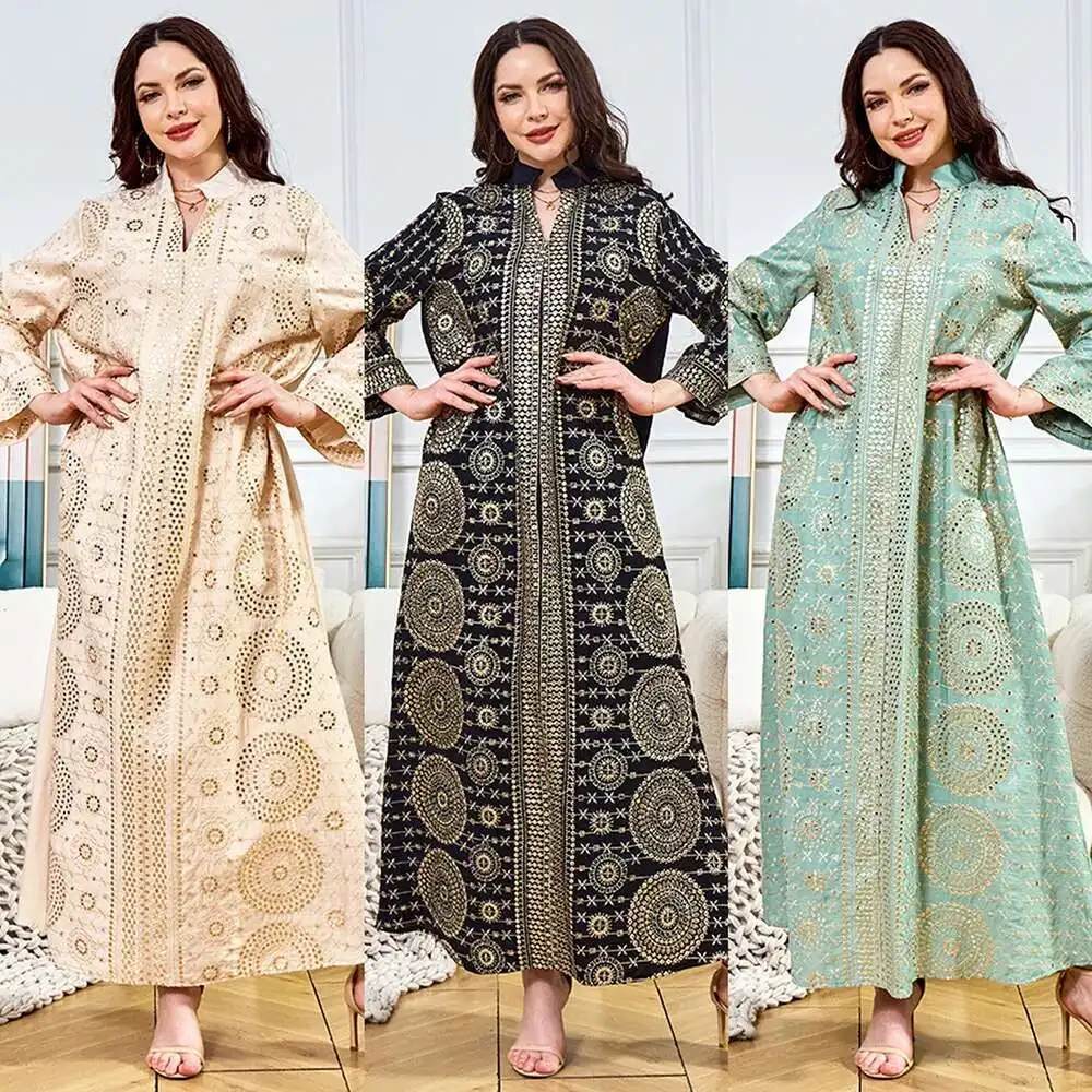 

Dubai Women's Clothing Factory Muslim Robe Women's Long Dress New Bead Evening Dress Abaya Ramadan Dubai Luxury Islam Elegant