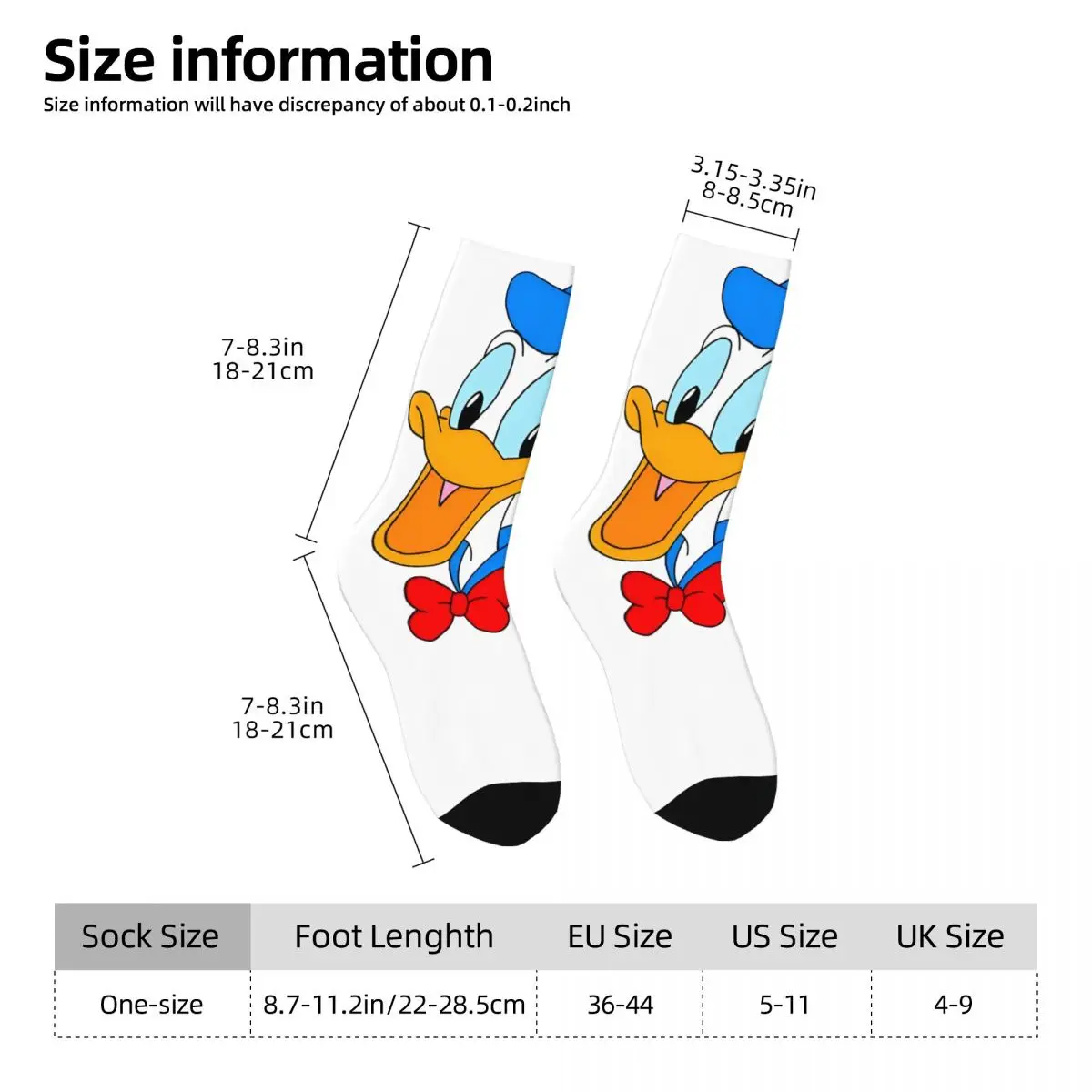 Cartoon Donald Duck Goofy Merch Crew Socks Cozy Mickey Minnie Graphic Middle Tube Sock Cute for Wonderful Gifts