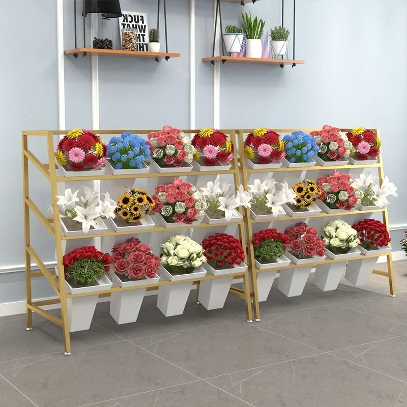 Multi-layer flower bucket display stand metal wedding