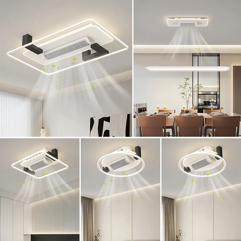 Moderner intelligenter LED-Deckenventilator mit Licht, Schlafzimmer, Wohnzimmer, Dekoration, Heimfernbedienung, unsichtbarer blattloser Ventilator,