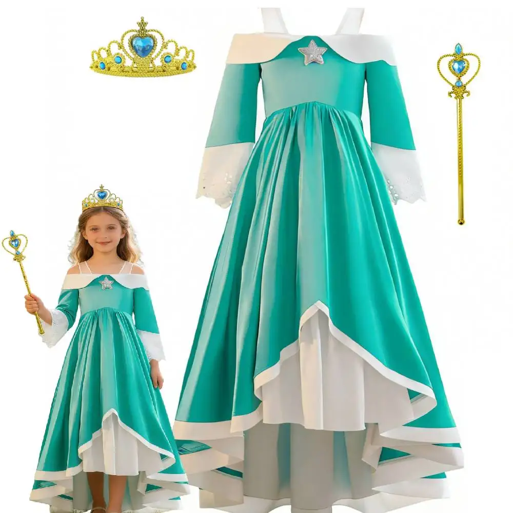 

luxury girl princess party dressup Rosalina Halloween carnival birthday Green dress children's stage performance costume