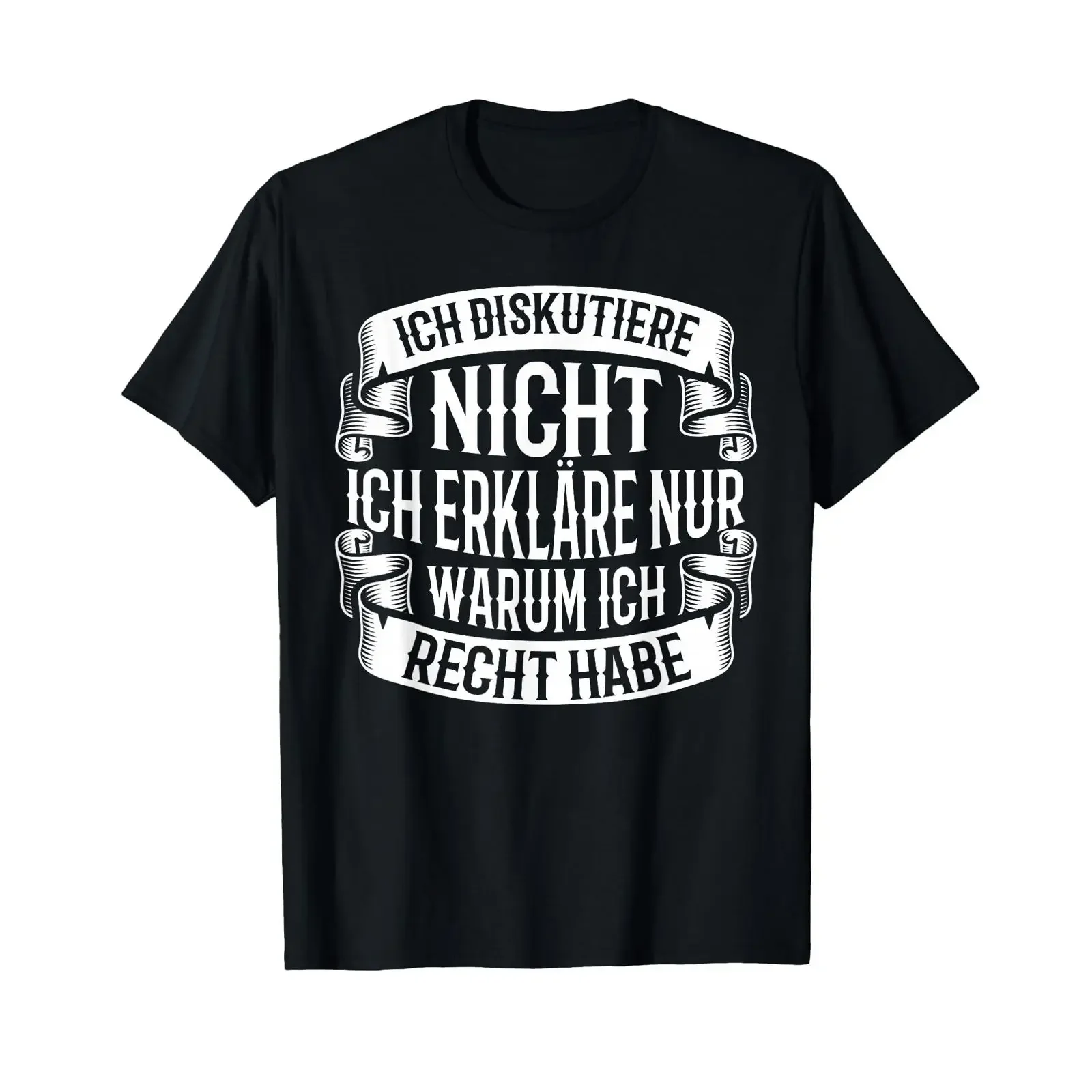 T-Shirt mit deutschem Text Ich diskutiere nicht, erkläre nur, warum ich Recht habe Diskutier schwarz vintage gewaschen Herren bequem