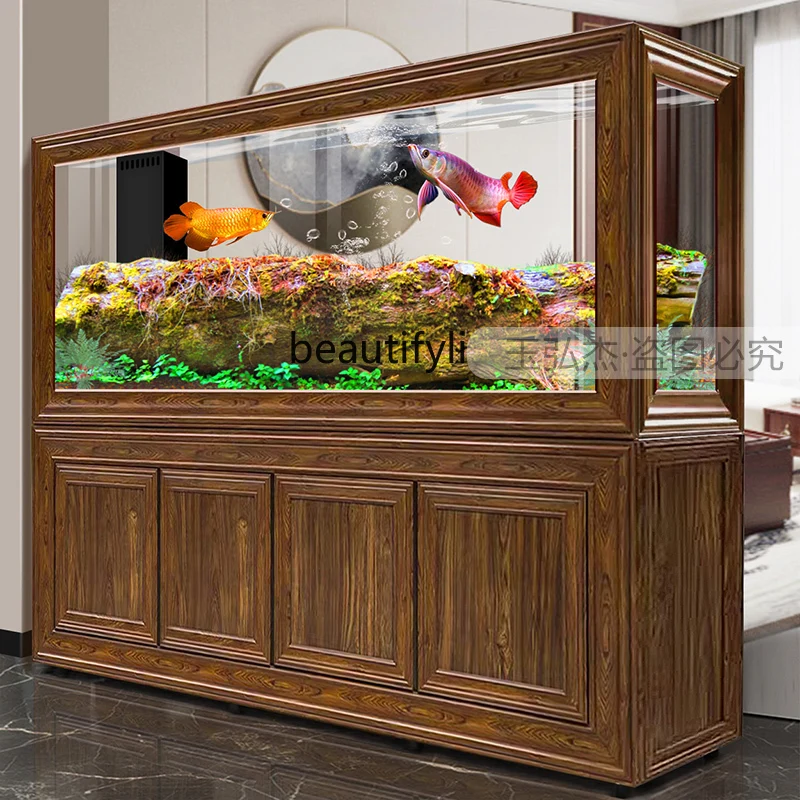 Chinese Fish Tank Living Room Screen Bottom Filter Large Dragon Fish Tank Home Partition Lazy Change Water Ecological Aquarium