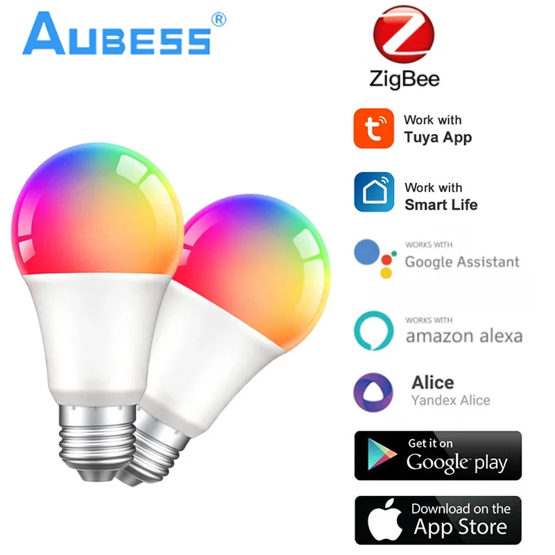 Zigbee 3.0 Tuya Led Light Bulb RGB+WW+CW E27 Smart Home Led Lamp Compatible With Alexa Google Assistant Christmas Party Decor