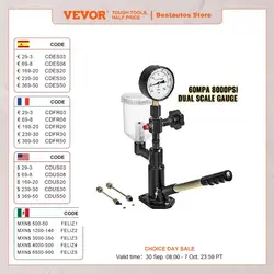 VEVOR Diesel Fuel Injector Nozzles Tester with Dual Scale Gauge Common Rail Pressure Tester Repair Tool for Automobiles Tractors