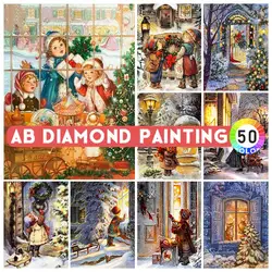 AB Drills 5D Diamond Painting Holiday Christmas Children Retro Cross Stitch Kit strass Art Picture mosaico decorazioni per la casa fai da te