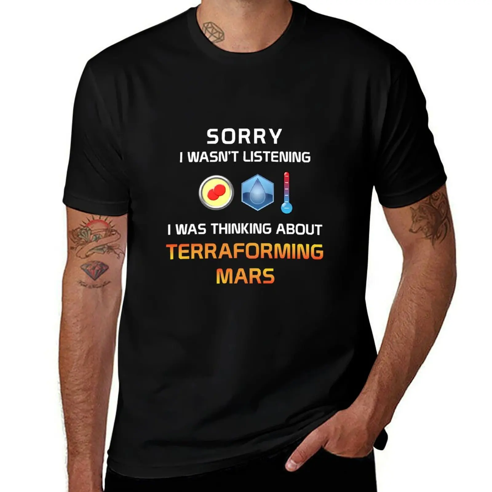 Focused Terraforming Mars Player T-Shirt t shirt for man 100 percent cotton T-Shirt