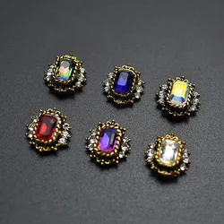 10pcs Retro Alloy Red Green Crystal Bright Strass Glitter Rhinestone Nail Art Decorations DIY 3D Jewelry Stone Supply Charms