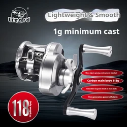 Lizard fishing BOKI mirco drum baitcaster reel with weighs 118g 7.6:1 speed ratio carbon body shallow spool baitcasting reel