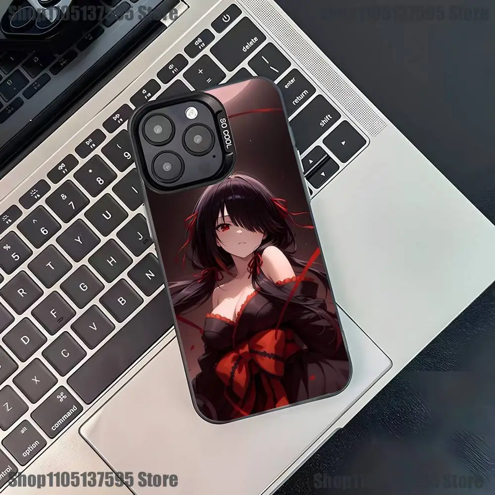 Чехол для телефона Anime Kurumi Tokisaki для iPhone 17,16,15,14,13,12,11,Pro,XS,Max,Plus,Mini,SE4,E, черный матовый противоударный чехол