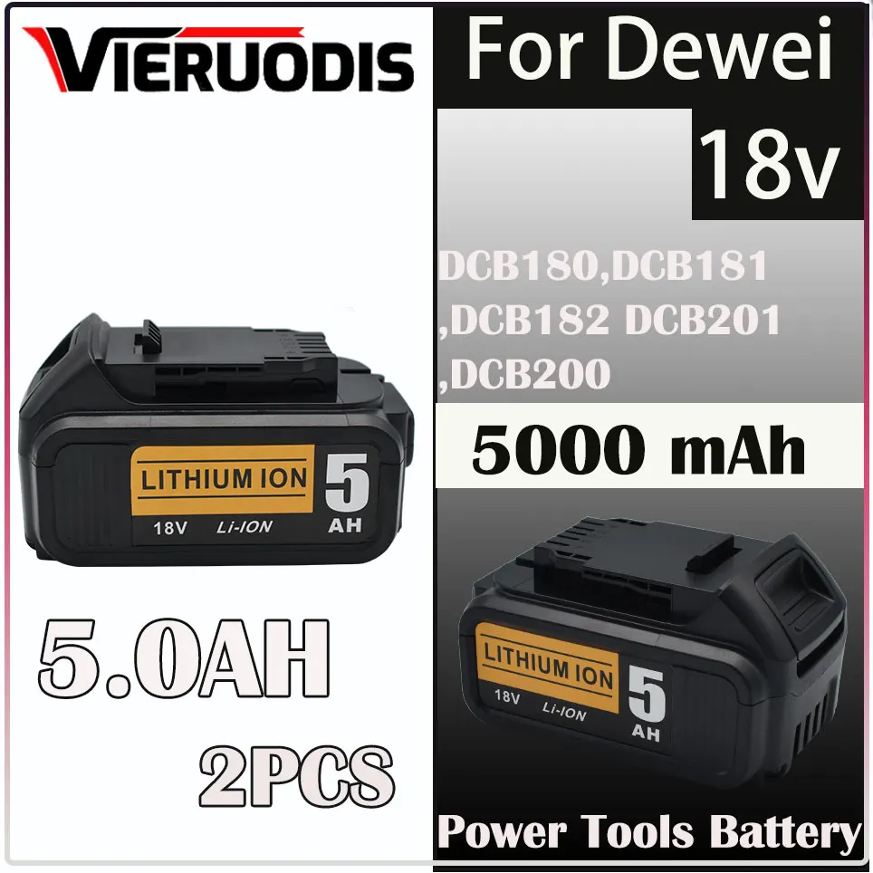 

18V 5000mAh rechargeable battery，for dewei DCB184 DCB184B-XJ DCB180 DCB181 DCB182 DCB183 DCB185 18V Power Tool Battery