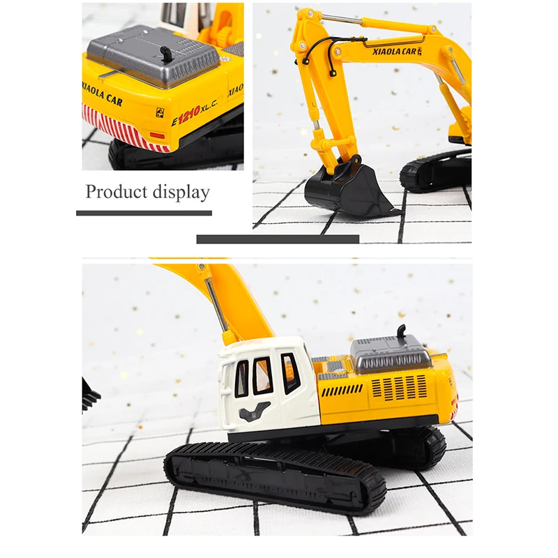 Alloy Excavator Toy Car Model para crianças, puxar para trás, simulação engenharia, presentes para meninos