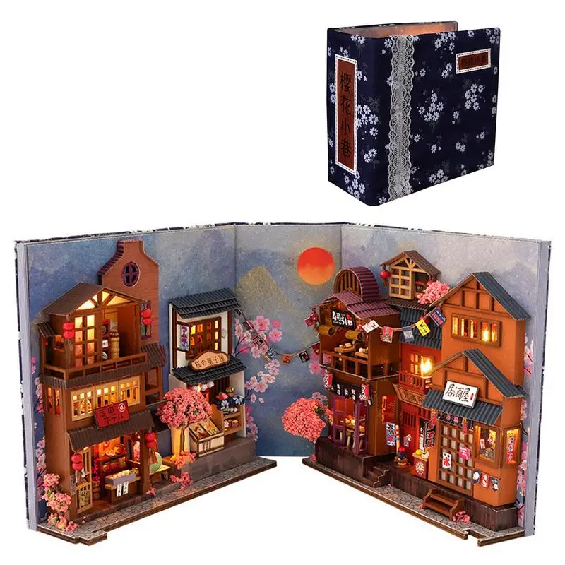 Diy Dollhouse Booknook Wooden Puzzles Dollhouse Bookshelf Decorative 3D Bookend Stand Bookshelf Insert Booknook For Teen Girls