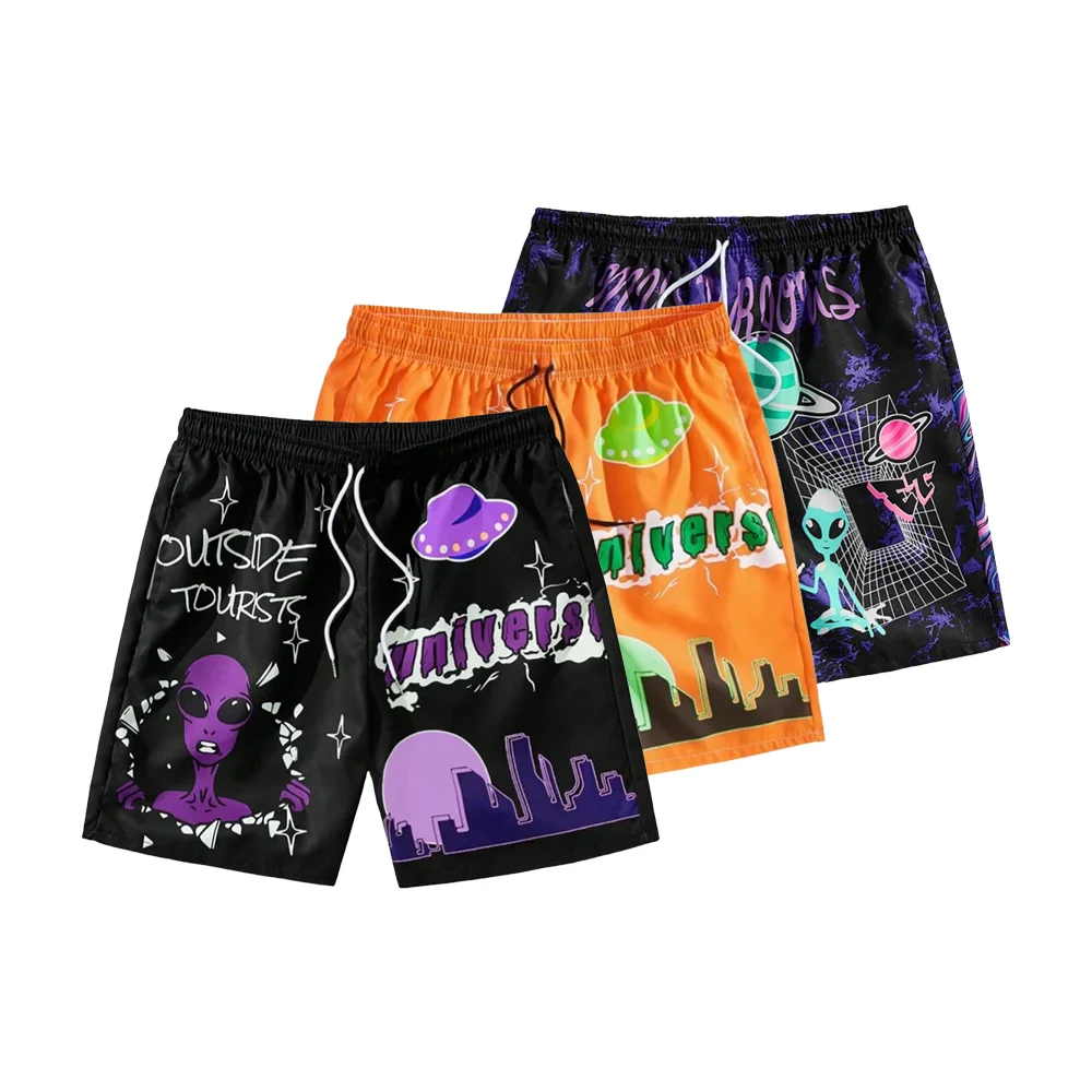 

НОВЫЕ шорты с принтом Mysterious Event Alien из космоса, мужские шорты, дышащие, быстросохнущие, гибкие, уличные, повседневные пляжные шорты