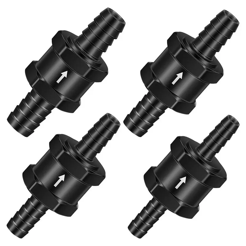 A21Q -1/4 Inch 5/16 Inch 3/8 Inch 1/2 Inch Fuel Non-Return Inline One-Way Check Valve Suitable For (4 Pieces Black)