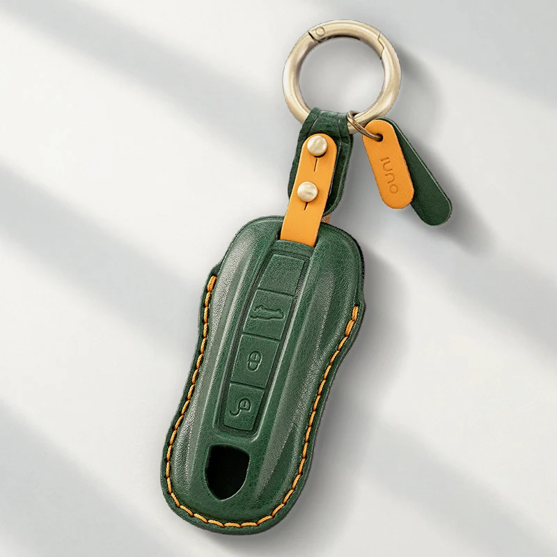 

Genuine leather Protector For Porsche Cayenne Panamera Macan Cayman 911 718 918 958 Key Case Cover Fob