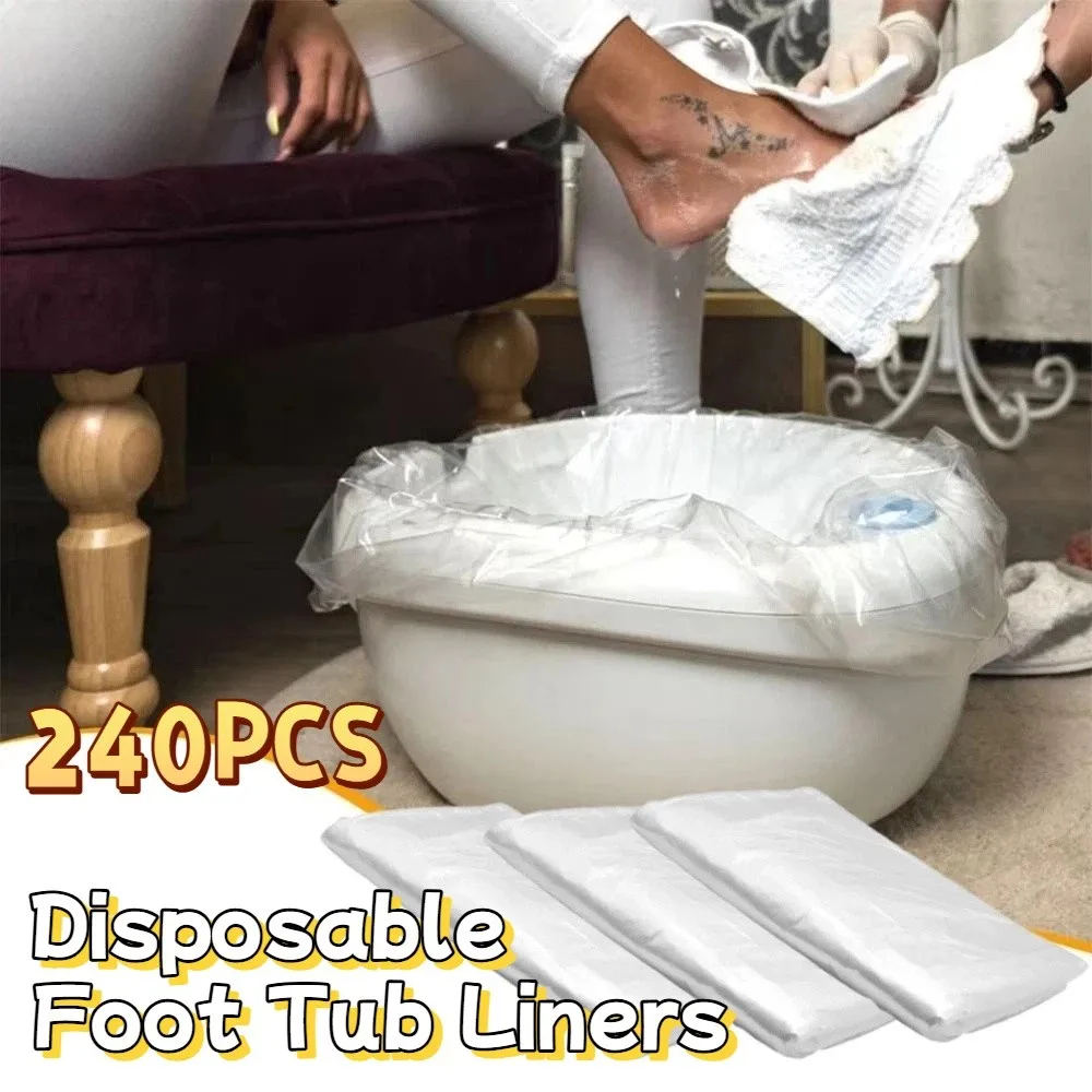 

240Pcs Transparent Foot Tub Bags Thicken Waterproof Disposable Foot Tub Liners Heat Resistant 65cm*50cm Foot Spa Bags