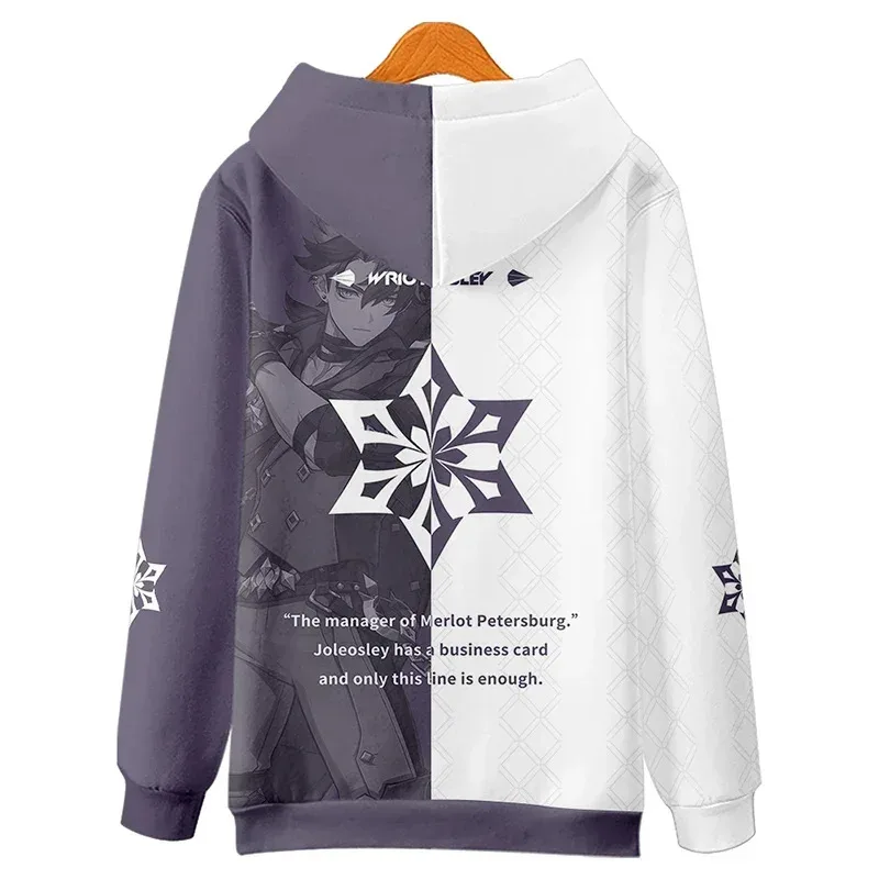 Game Genshin Impact Hoodie Wriothesley Cosplay Costume Unisex 3D Printed Skull Hooded Coat for Spring Autumnv;6,a'3.k;8,