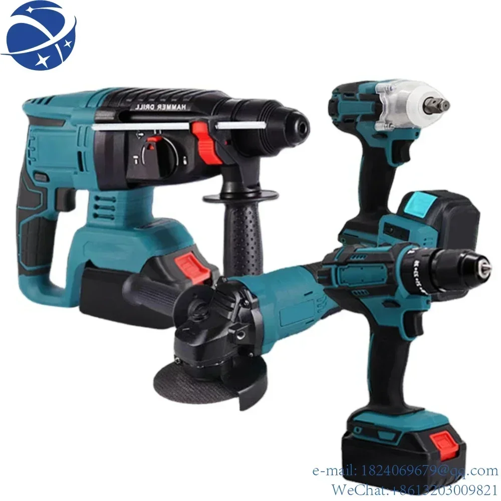 

YUN YI 36V Cordless Gereedschap Elektrische Boor Royaty Hamer Haakse Slijper Slagmoersleutel 4 In 1 Combo Kit Gereedschapskist