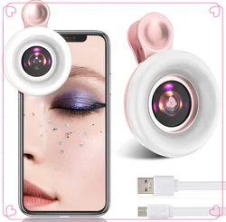 Obiettivo Mobile 15X obiettivo Macro telefono cellulare 2 in 1 obiettivo della fotocamera HD con luce Flash ad anello a LED Smartphone Selfie Live Lamp Fill Light