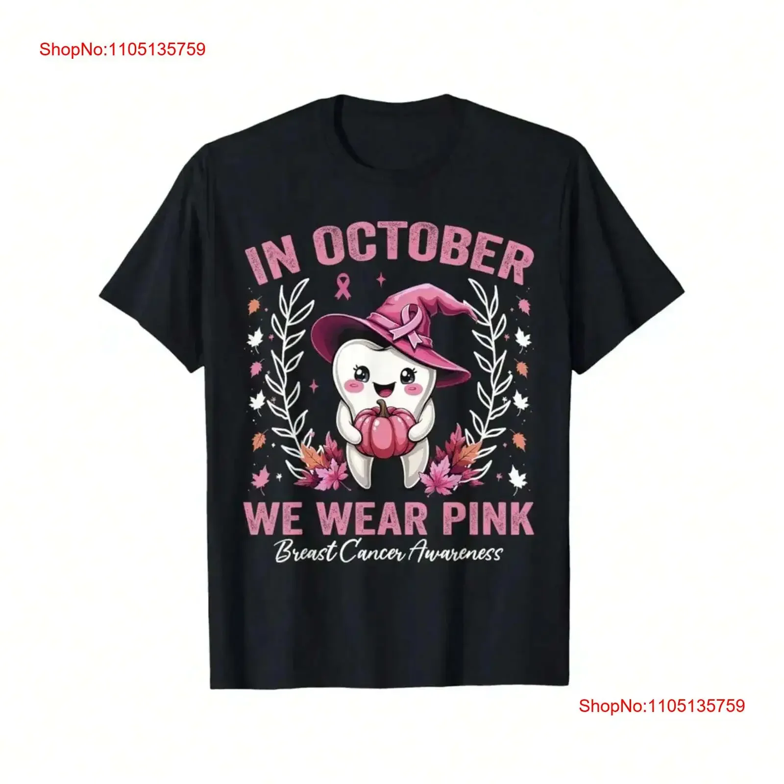 

В октябре We Wear Футболка с розовым зубом для осведомленности о раке молочной железы, винтажная стираная дышащая дизайнерская одежда с графическим рисунком