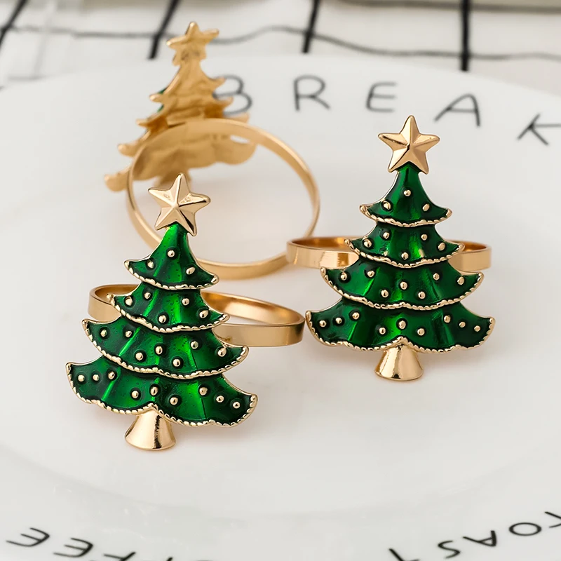 1/3Pcs Christmas Napkin Rings Metal Napkin Holder Xmas Tree Deer Napkin Buckle For Party Table Decor Navidad New Year 2025