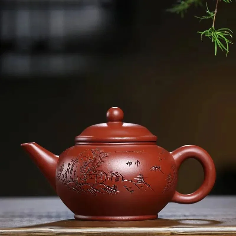 Creative Yixing Purple Clay Teapots Handmade Horizontal Pot Raw Ore Dahongpao Mud Tea Maker Kettle Chinese Zisha Set Craft 210ml