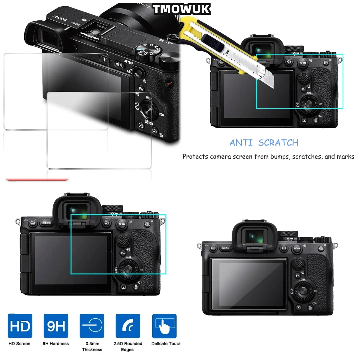 

For A7RII A7RIII A7R4 A7R4A A7SMII A7RMII A7MII A7MIII 9H Hardness HD Clear Tempered Glass LCD Screen Protector Film Anti - Dust