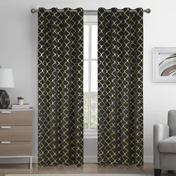 European Luxury Velvet Curtains for The Bedroom Living Room Windows Backdrop Golden Pattern Blackout Curtain Bronzing Fabric