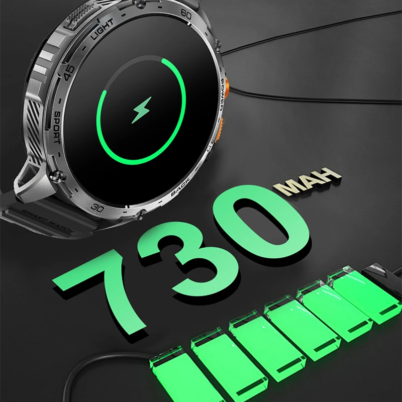 GEJIAN New Men's Watch With Built-in Flashlight 1.75-inch Screen For Heart Rate And Blood Oxygen Monitoring Android iOS Watch